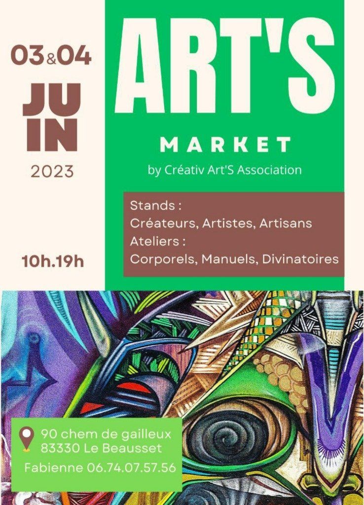 Je serai présente les 3 et 4 juin  au Beausset pour ART'S MARKET
https://programme-arts-market.my.canva.site/